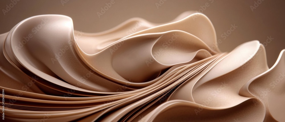 Fototapeta premium Abstract 3D beige waves with smooth curves and flowing shapes, creating a modern and elegant background