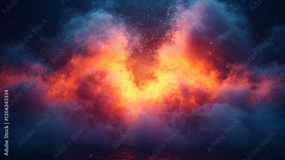 Fototapeta premium Abstract Orange and Blue Fiery Cloudscape