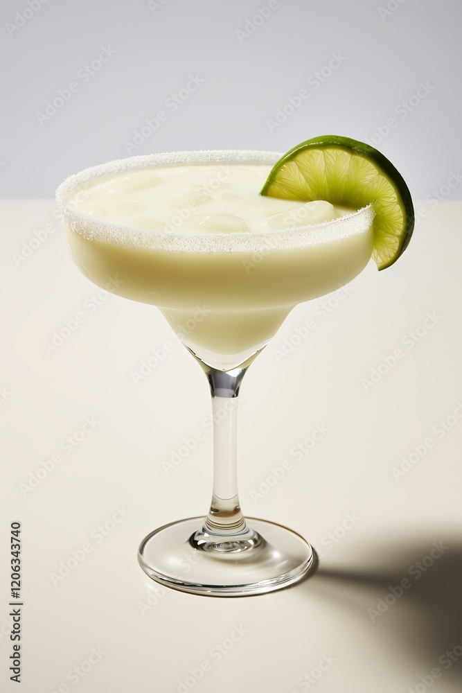 Refreshing frozen cocktail garnished with lime slice ready for summer enjoyment. Generative AI Refreshing frozen cocktail garnished with lime slice ready for summer enjoyment. Generative AI