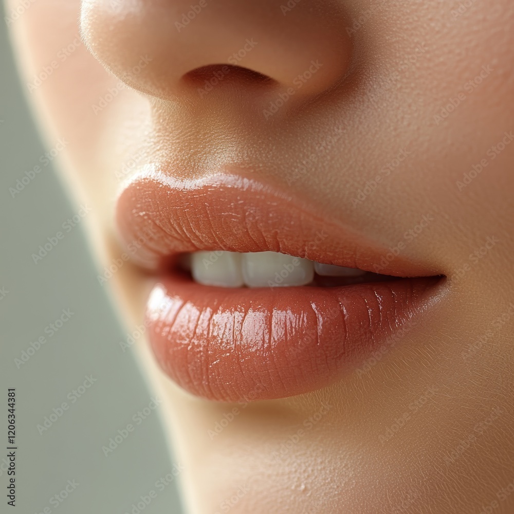 Close-Up of Glossy Lips with Radiant and Smooth Skin Texture 36 Close-Up of Glossy Lips with Radiant and Smooth Skin Texture 36