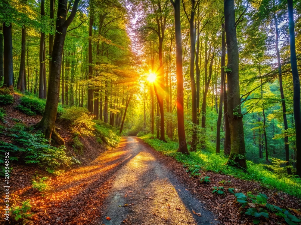 Obraz premium Serene Nature Path: 8K HD Stock Photo of a Tranquil Forest Trail