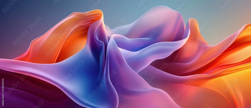 Obraz premium Abstract flowing colorful waves with smooth gradient, dynamic fluid shapes in orange, purple, and blue Modern background for design projects
