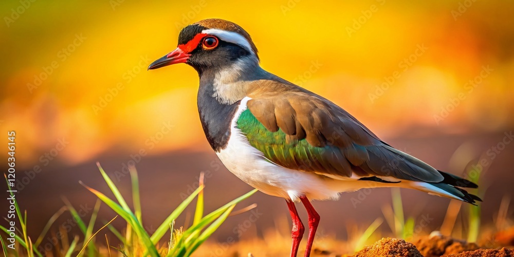 Sharp Focus Portrait of a Senegalese Lapwing Bird in Natural Habitat Sharp Focus Portrait of a Senegalese Lapwing Bird in Natural Habitat