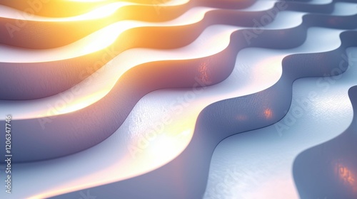 This image features abstract layered waves in a smooth and vibrant design. The warm light creates an artistic, dynamic atmosphere.