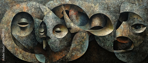 Interlocking shapes and ambiguous figures create a striking visual illusion in unique texture
