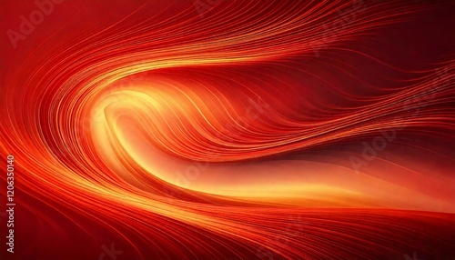 Abstract, flowing design with rich warm tones of red. Wavy lines with gradients blending. Harmonious and dynamic aesthetic.