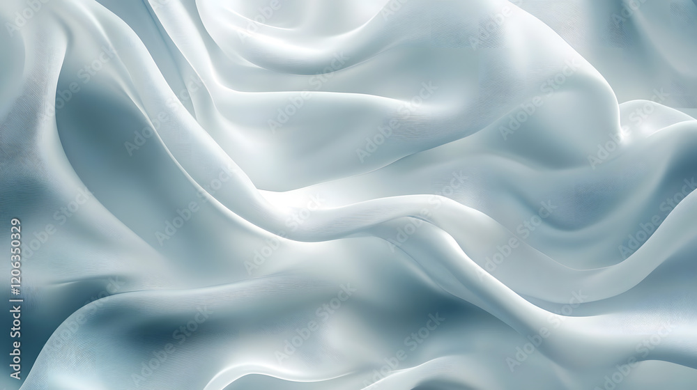Obraz premium Flowing, smooth white fabric folding in soft, undulating waves, conveying lightness.