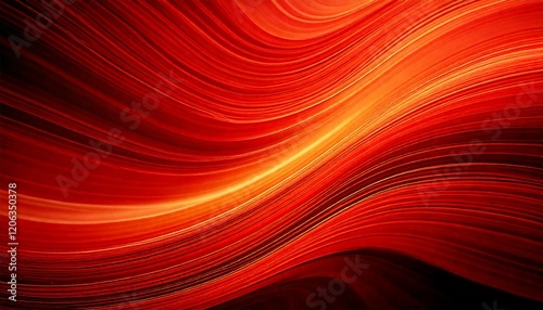 Abstract, flowing design with rich warm tones of red. Wavy lines with gradients blending. Harmonious and dynamic aesthetic.