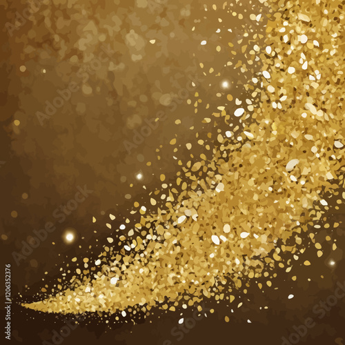 Gold glitter background. Luxury, sparkling backdrop for festive occasions such as weddings, birthdays, awards ceremonies. Elegant luxury gold banner. Premium glossy floor. Yellow glitter wallpaper