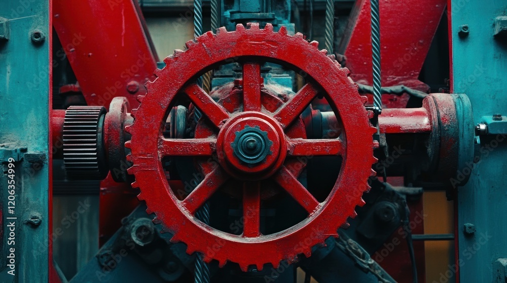 Red Industrial Gear Wheel Machine Component Red Industrial Gear Wheel Machine Component