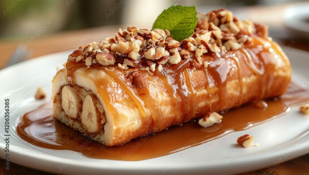 Delicious Banana Caramel Cake Roll with Pecans Delicious Banana Caramel Cake Roll with Pecans