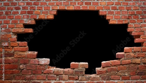 rough old red brick wall with a large hole in the middle hole is transparent with no background concept of breaking through and revealing something perhaps a sale or discount1.jpg