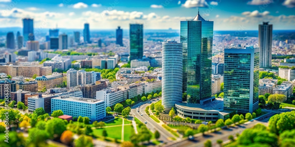 Fototapeta premium Tilt-Shift Photography of Coupole Tower, La Défense, Paris Business District, France
