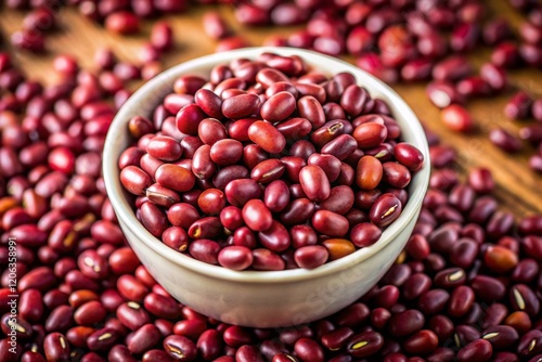Top View Adzuki Beans in White Bowl: Miniature Tilt-Shift Photography