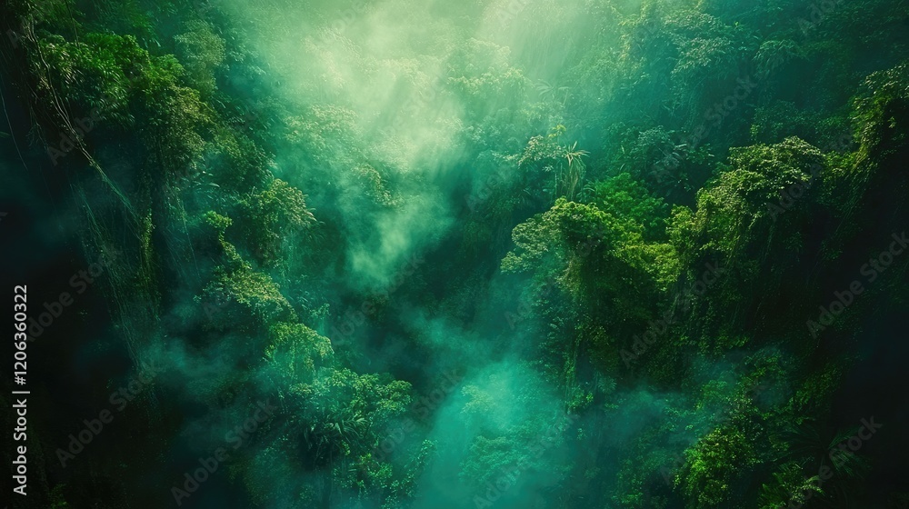 Lush Green Canopy Enveloped In Misty Vapor