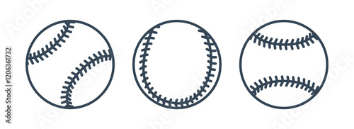 Set of Baseball ball. Outline sport ball baseball. Sport game equipment. Vector illustration