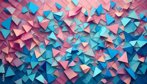 blue and pink confetti triangles and squares pale pastel and darker shades of both colors1.jpg photo