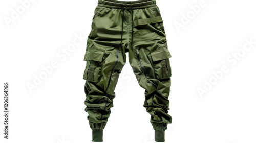 Green Jogging pants cargo style on transparent background