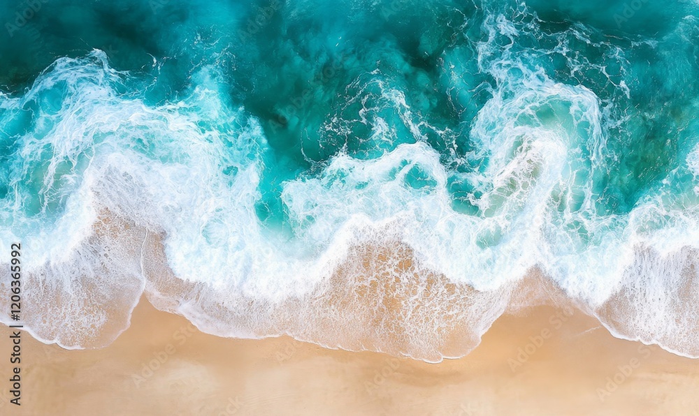 Obraz premium Close-up soft wave of the sea on the sandy beach