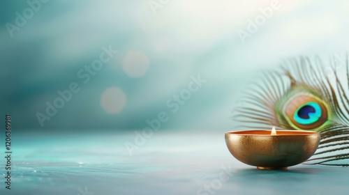Illuminate your Thaipusam celebration with a Silver deepam oil lamp, adorned with vibrant peacock feathers for a festive touch.
