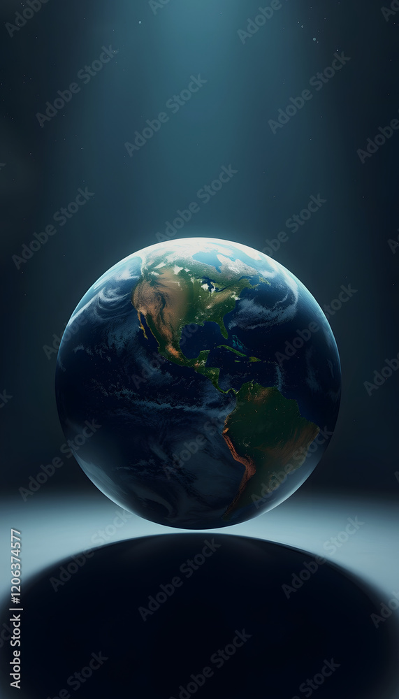 Fototapeta premium earth view from space concept communication, Diffused lighting, with white tones
