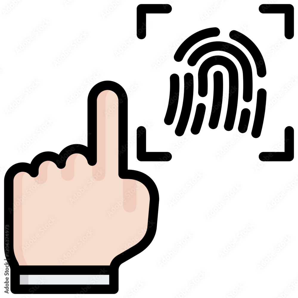 Biometric Authentication Outline Color Icon Biometric Authentication Outline Color Icon