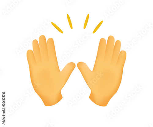 Hands emojis, blessing or high five, hand clap, gestures, stickers, emoticons 3D illustration symbol. Hands gesture emoji in cartoon modern 3D vector icon. Web UI graphic isolated
