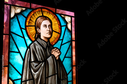 Saint Gemma Galgani. A stained-glass window in the Oasis of Peace community chapel in Medjugorje, BiH. photo