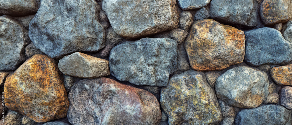 Weathered rocks showcase rough textures and varied colors in natural formation Weathered rocks showcase rough textures and varied colors in natural formation