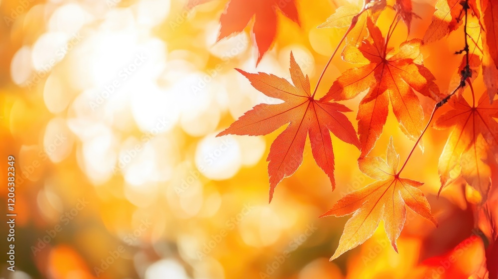Autumn Maple Leaves Bask In Golden Sunlight Autumn Maple Leaves Bask In Golden Sunlight