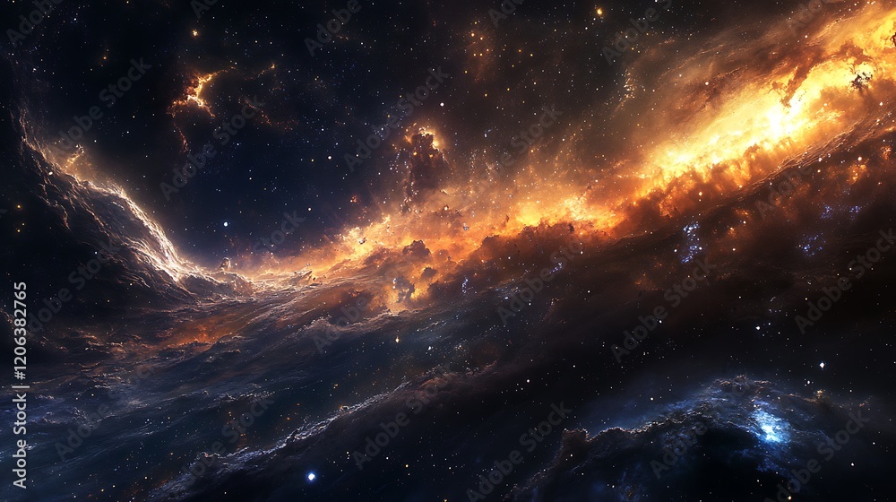 Fototapeta premium Stunning cosmic landscape showcasing vibrant colors and stars.