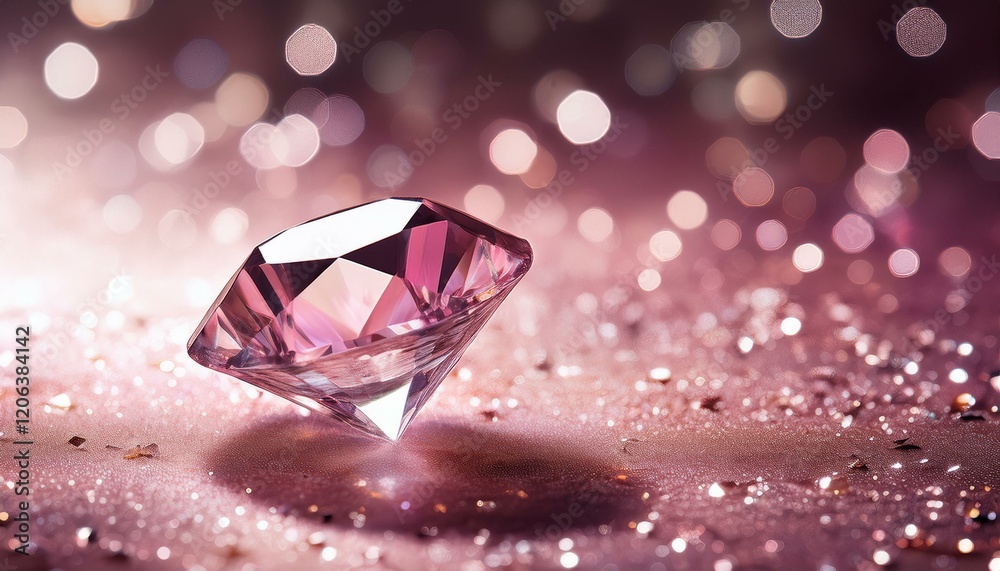 pink diamond on sparkling surface with bokeh pink diamond on sparkling surface with bokeh