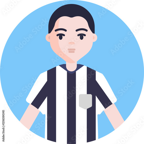 An icon showing a referee in traditional attire, indicating their role in enforcing rules and making judgment calls.