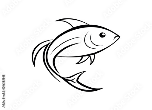 Minimalist Fish Logo Design - Stylish Fish Line Art Illustration photo