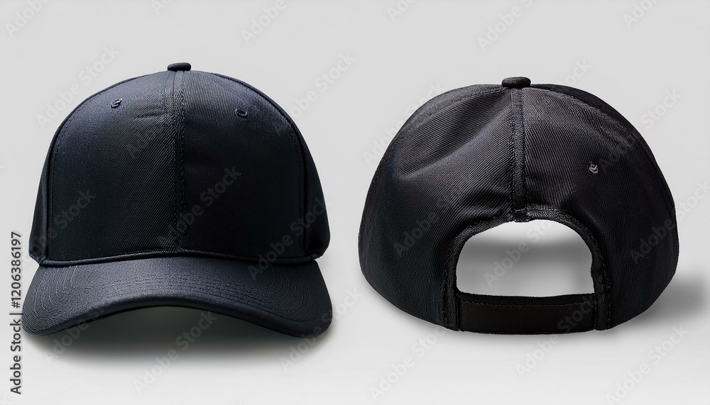 Obraz premium blank black baseball cap mock up shown from front and back