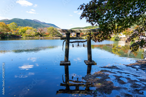 The Lake Kinrinko in Yufuin, Japan photo