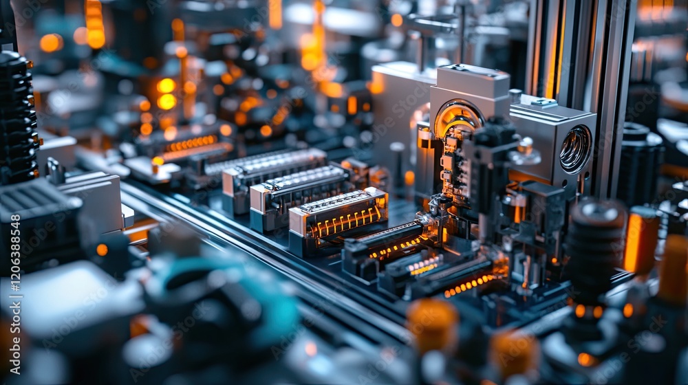 Advanced Technological Components Interconnected On A Circuit Board