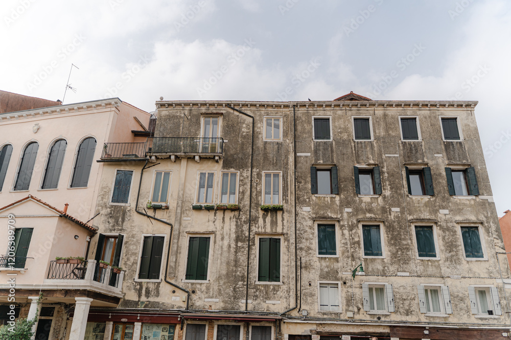 Venetian building. View of the old house. Venetian building. View of the old house.