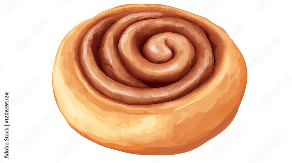 baked cinnamon roll isolated on transparent background