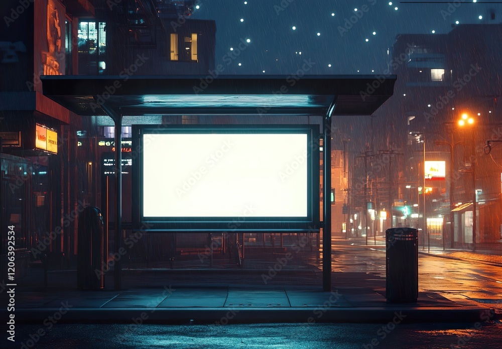 Mockup of bus stop with customizable billboard Mockup of bus stop with customizable billboard