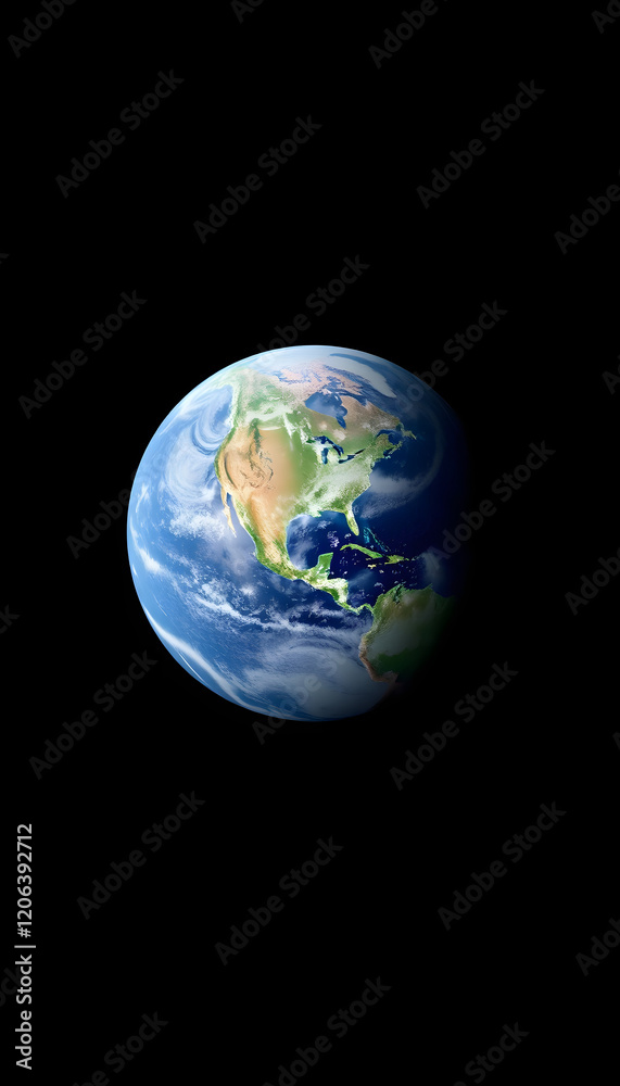 Planet Earth viewed from space, isolated on black, asian style, with white tones Planet Earth viewed from space, isolated on black, asian style, with white tones
