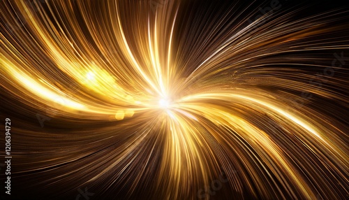 a vibrant swirl of golden light against a dark background conveying energy and dynamism