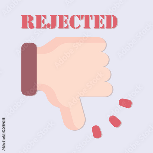 A stylized image featuring a thumbs-down hand and the word "REJECTED" in red text