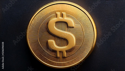 gold dollar coin lying on a dark surface gold coin with the dollar sign