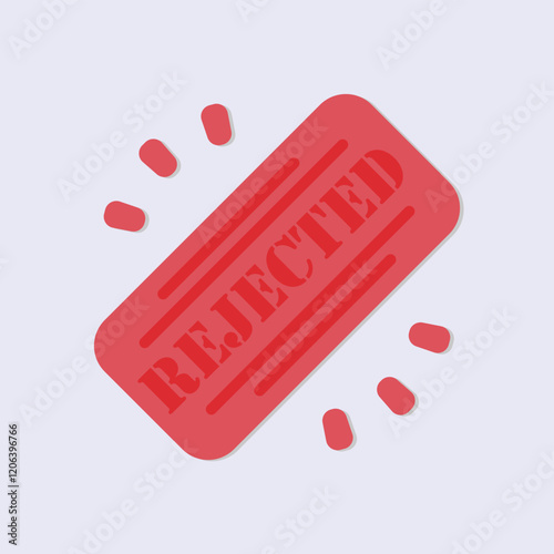 A red rectangular stamp with the word REJECTED on a light gray background with red scattered elements