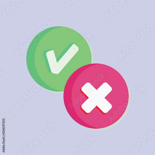 Green checkmark and red cross icons for approval and rejection choices