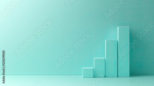 Ascending Teal Cubes Represent Growth And Progress