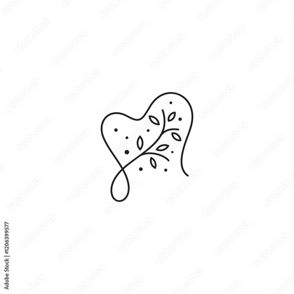 tooth logo with leaf twig ornament in line art design style tooth logo with leaf twig ornament in line art design style