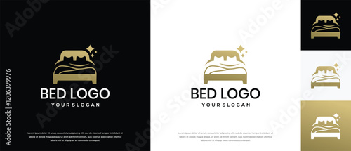 Bed logo design. Bed logo design vector icon.