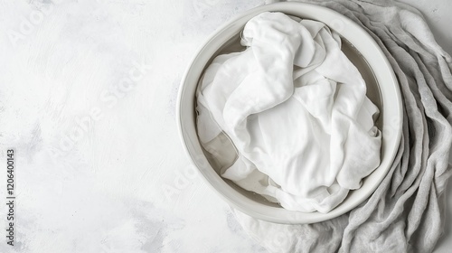 White fabric soaked in clear water with ripples and waves. Abstract background for design or textile presentation